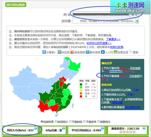 卡卡測速網(wǎng)測得網(wǎng)頁下載速度只有4KB/s