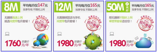 幾種電信寬帶價(jià)格